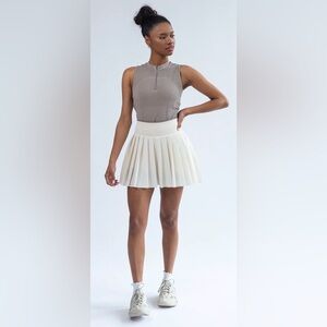 Elegant Cream Pleated Skirt